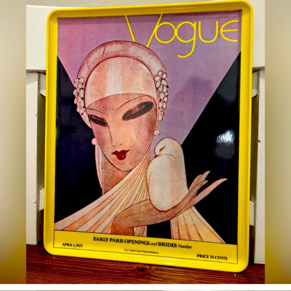 vintage 1920s vogue covers plastic trinket tray 9.5 x 12